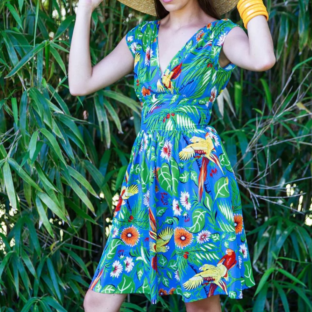 Trashy Diva Sandra Dress - Jungle Parrots Sz. 10 w/pockets